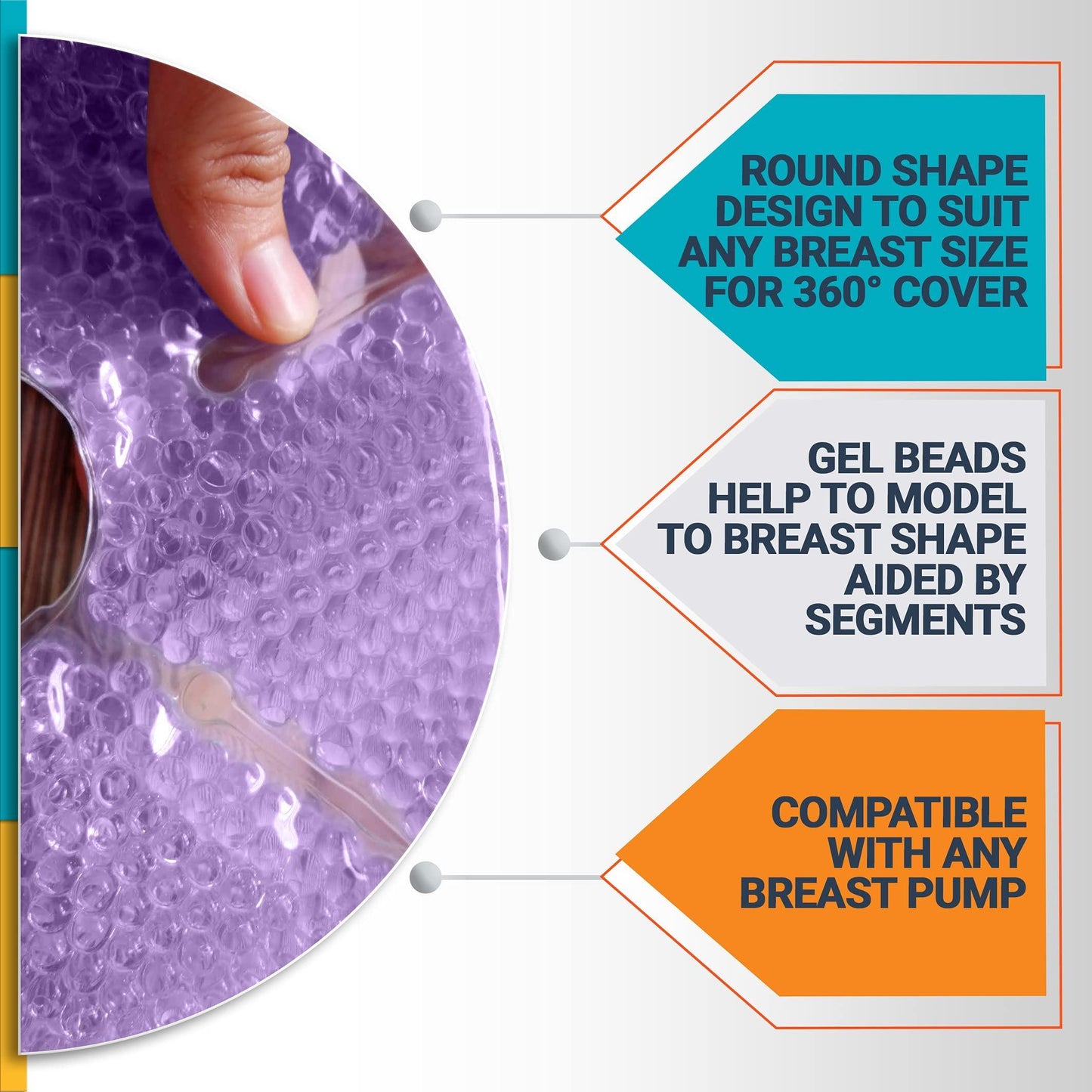 Purple Lactation Massaging Gel Pads for Breastfeeding Nurse and