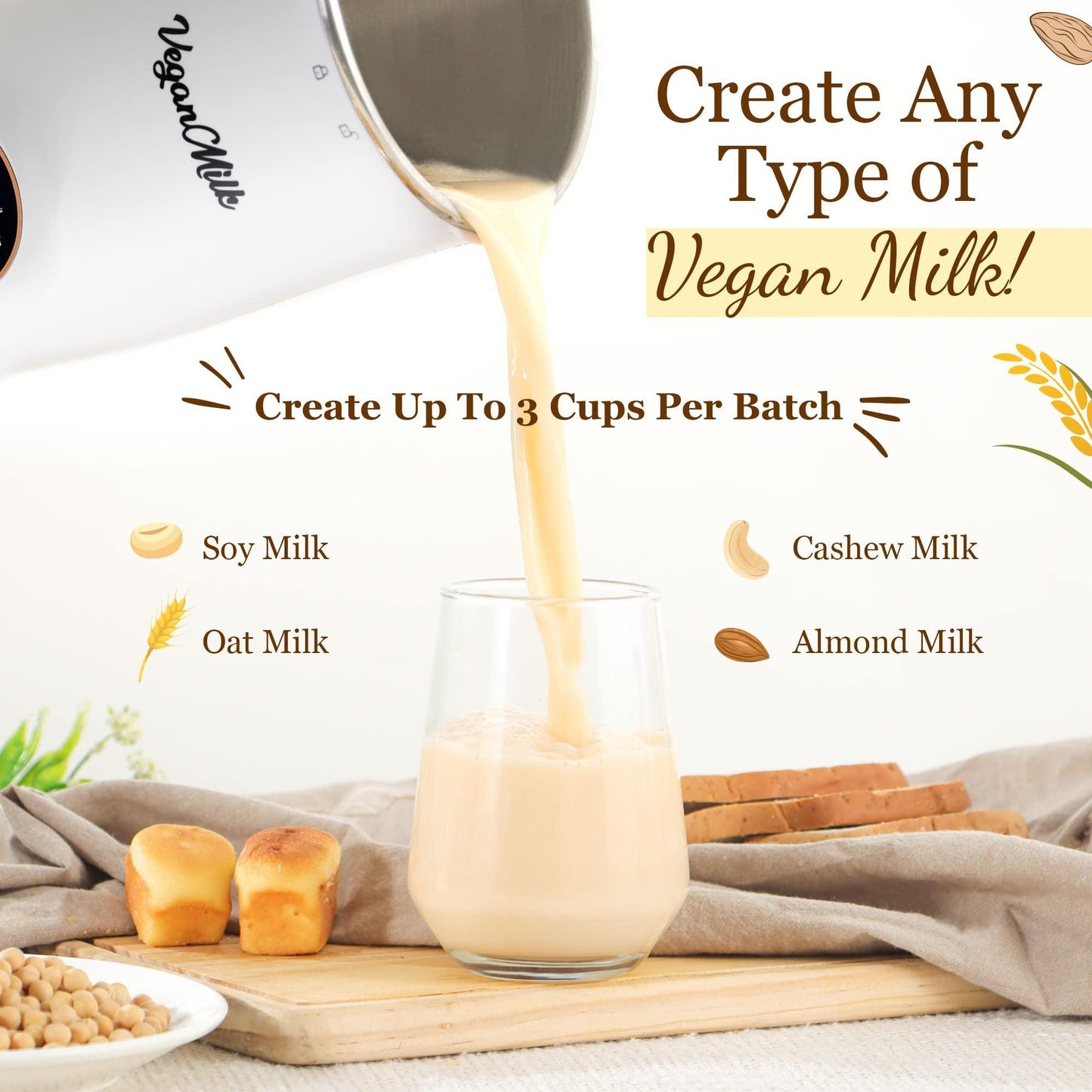 Soy Milk Maker Machine 8 in 1 Vegan Nut Milk Maker Nut Milk