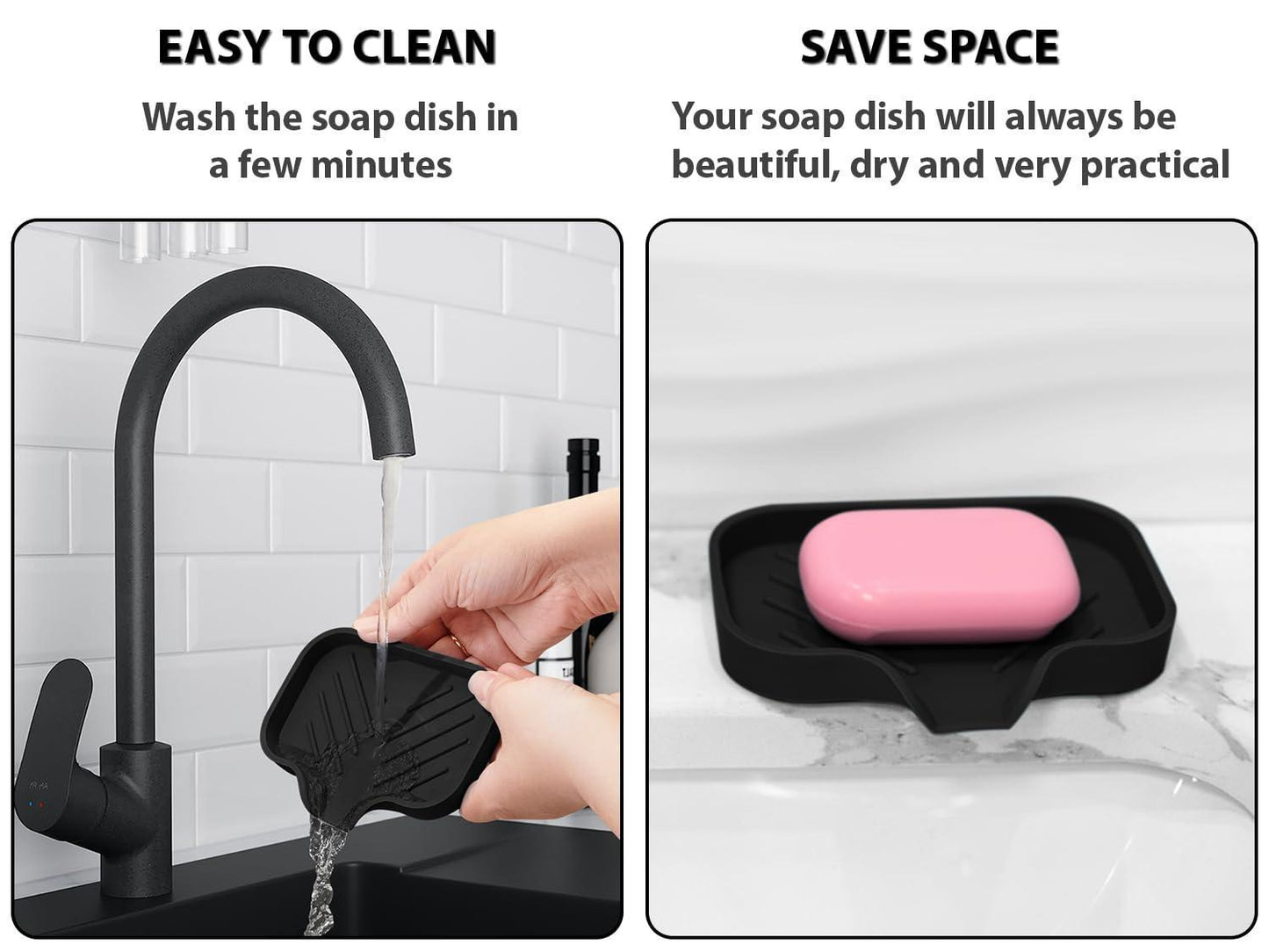 Premium Black Silicone soap Dish Soap Holder Shower Innovative