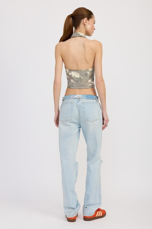 WRAPPED HALTER NECK TOP