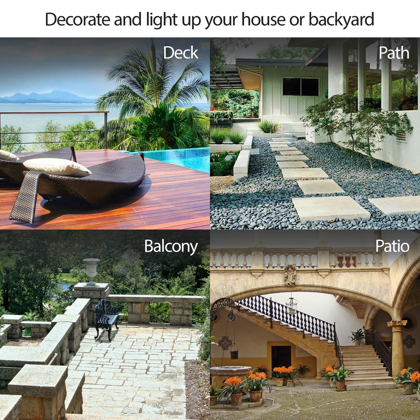 Solar LED Bright Deck Lights 4 Pcs Outdoor Garden Patio Railing Decks