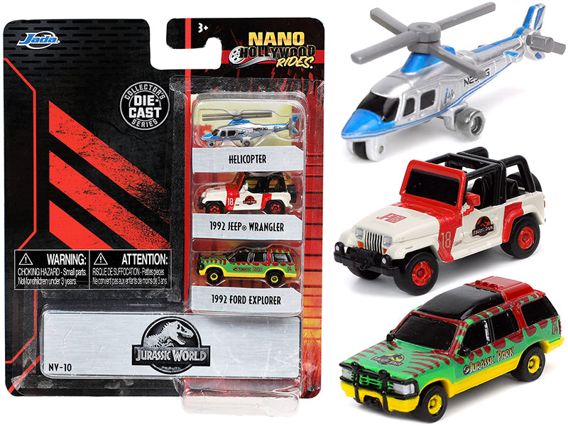 \Jurassic World\" 3 piece Set \"Nano Hollywood Rides\" Diecast Models