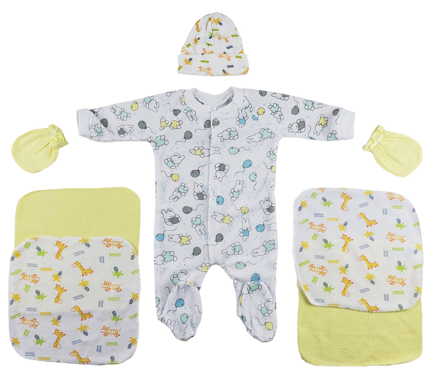 Sleep-n-Play, Cap, Mittens and Washcloths - 7 Pc Set