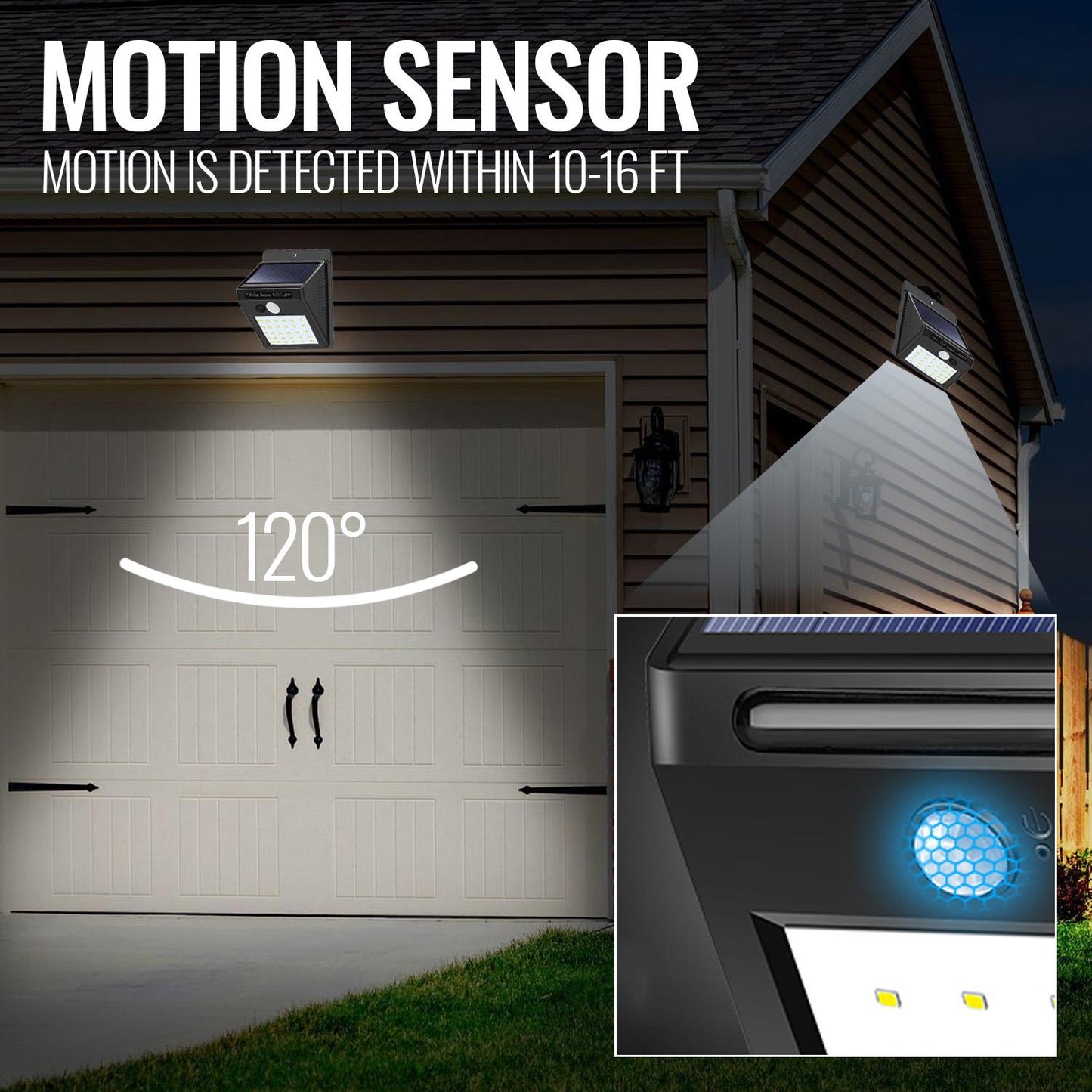 Motion Sensor Light Outdoor Solar Powered Security Lights 10 LED
