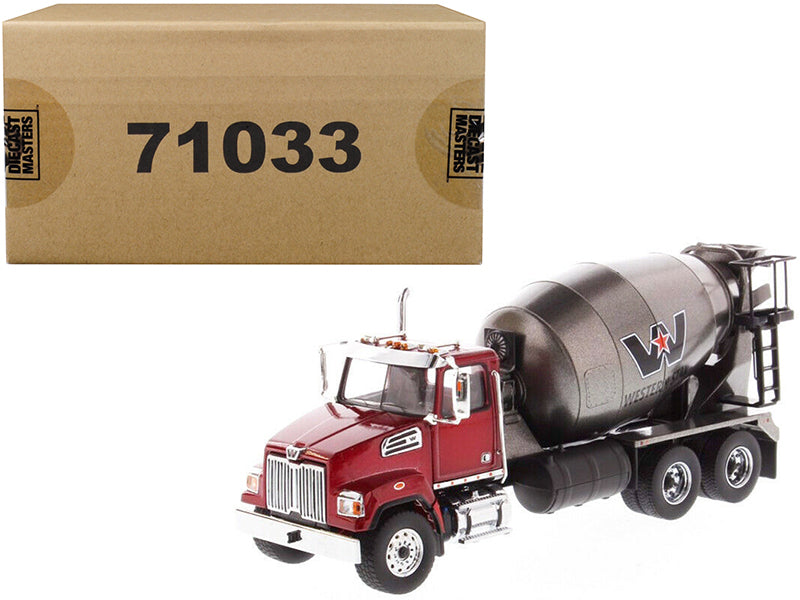 Western Star 4700 SF Concrete Mixer Truck Metallic Red with Gray Body