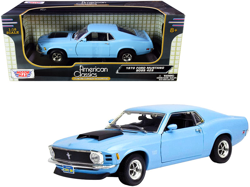 1970 Ford Mustang Boss 429 Light Blue 1/18 Diecast Model Car by
