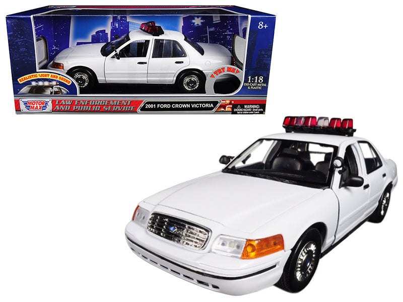 2001 Ford Crown Victoria Police Car Plain White with Flashing Light