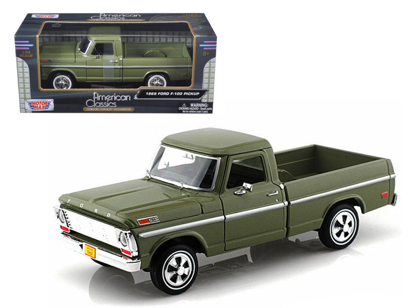 1969 Ford F-100 Pickup Truck Green 1/24 Diecast Car Model by Motormax