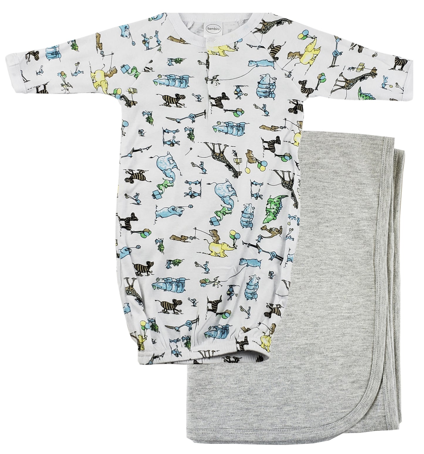 Bambini Print Infant Gown and Recieving Blanket