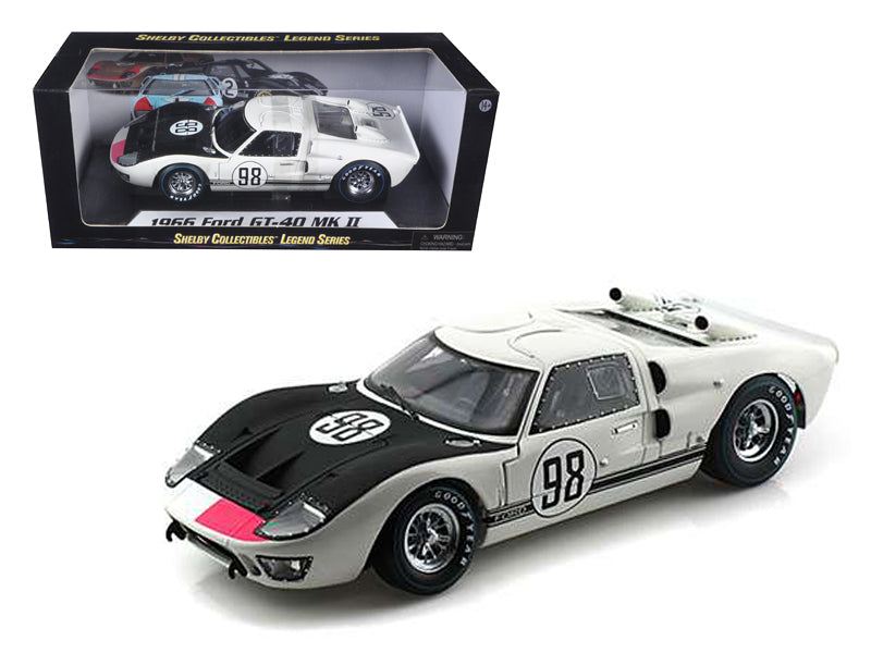 1966 Ford GT-40 MK 2 #98 White 1/18 Diecast Car Model by Shelby