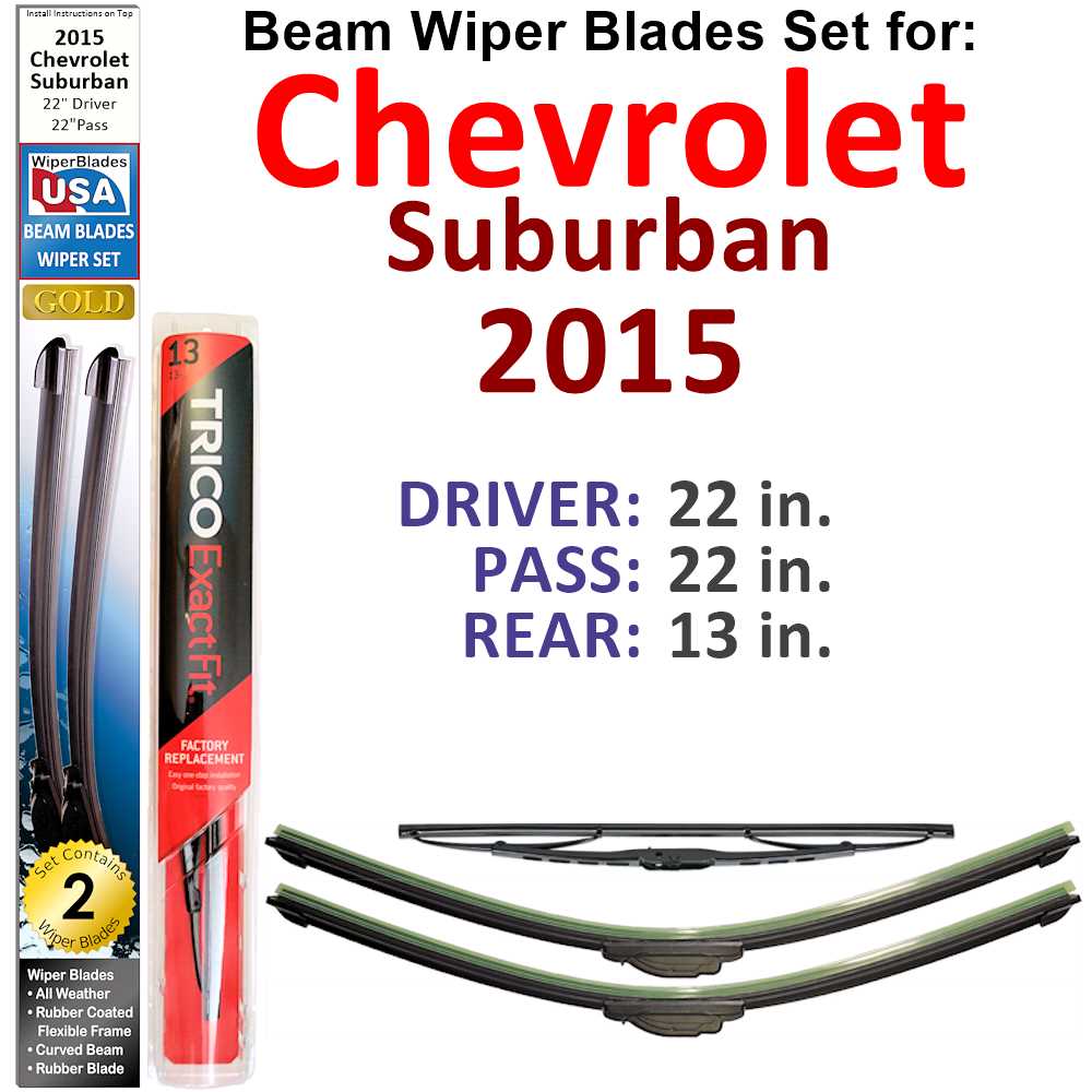 Beam Wiper Blades for 2015 Chevrolet Suburban (Set of 3)