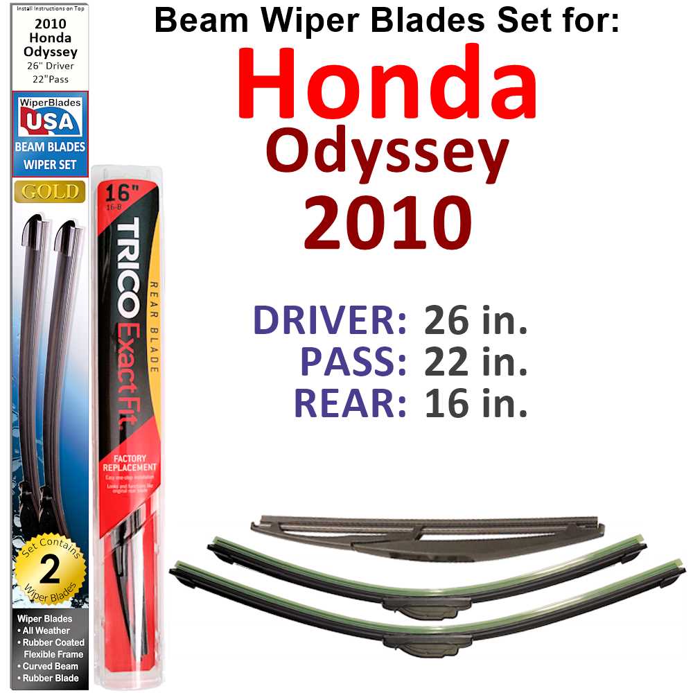 Beam Wiper Blades for 2010 Honda Odyssey (Set of 3)