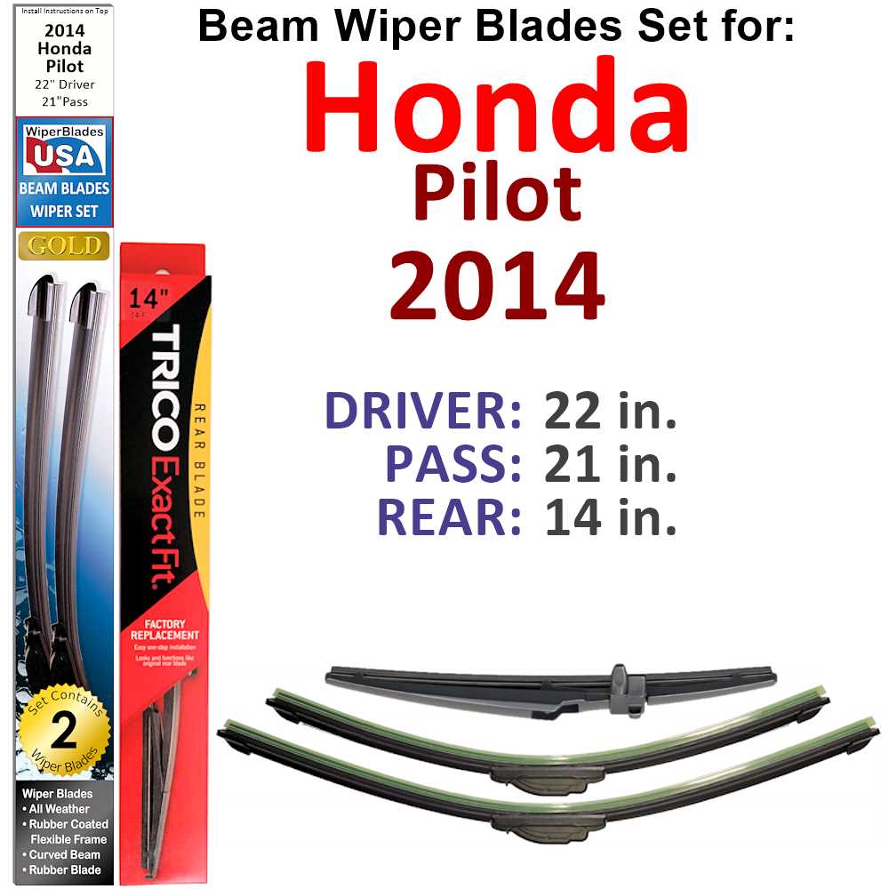 Beam Wiper Blades for 2014 Honda Pilot (Set of 3)