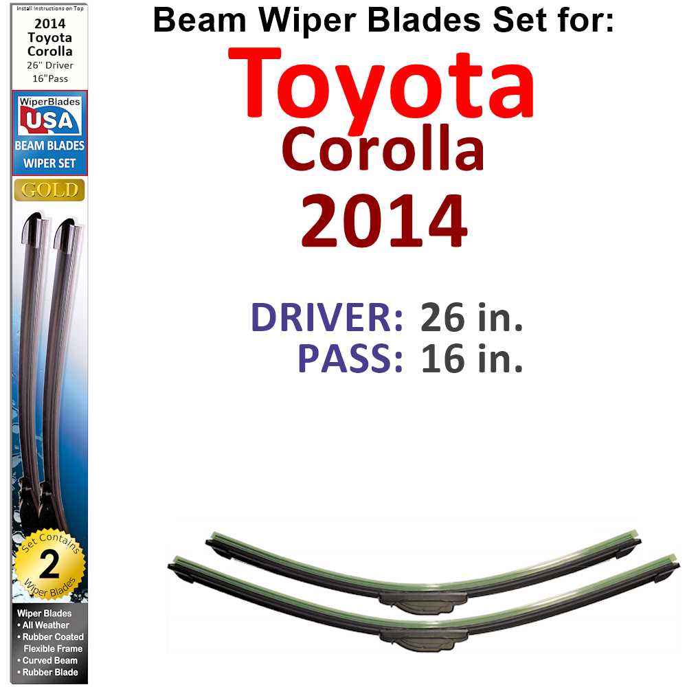 Beam Wiper Blades for 2014 Toyota Corolla (Set of 2)