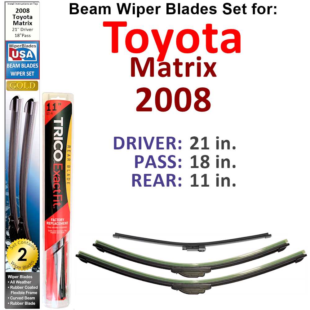 Beam Wiper Blades for 2008 Toyota Matrix (Set of 3)