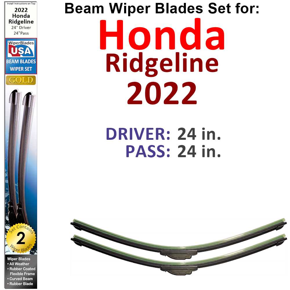 Beam Wiper Blades for 2022 Honda Ridgeline (Set of 2)