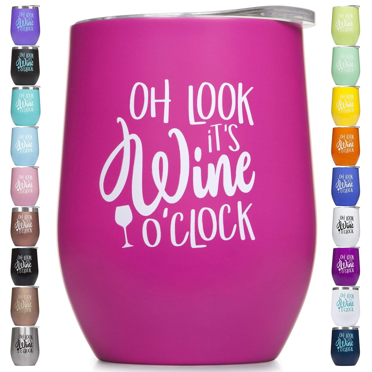 Premium Stainless Steel Wine Tumbler with Lid 12 oz Double Wall Vacuum