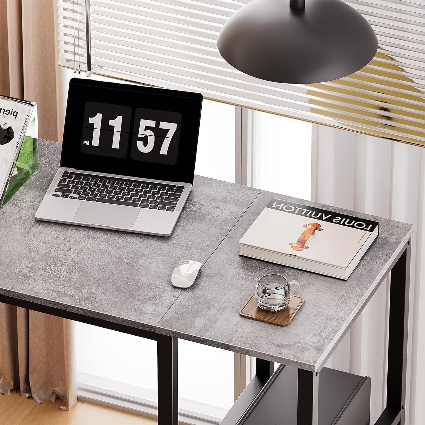 Computer Desk 40 Inches with 2-Tier Shelves Sturdy Home Office Desk