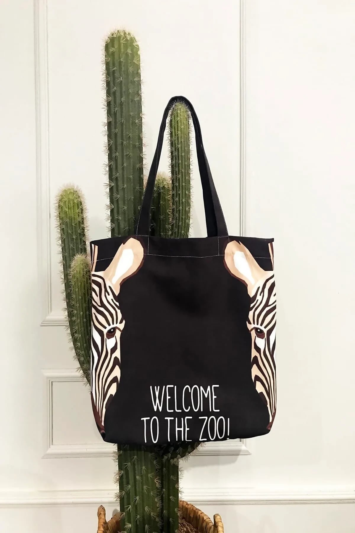 Zebra Patterned "Welcome to the Zoo" Tote Bag - Great for a Day at the
