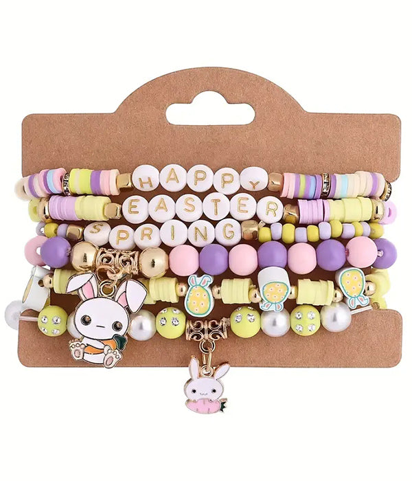 EASTER THEME 6 STRETCH BRACELET SET