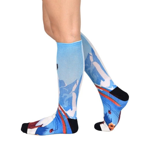 Sierra Socks Slippery Slopes Pattern CoolMax Socks, Nature Collection