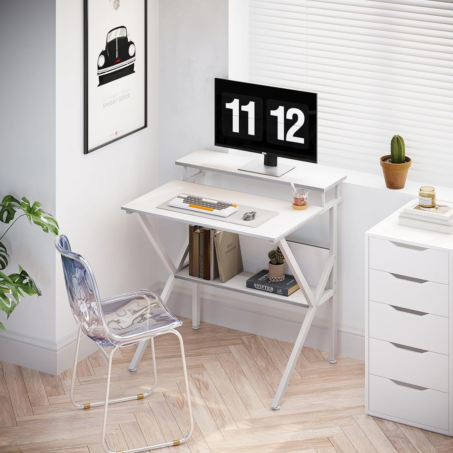 Small Computer Desk, 27.5 Inch Desk for Small Spaces with Storage,