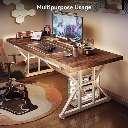 70.8-Inch Large Executive Desk, Modern Computer Office Desk, Wooden