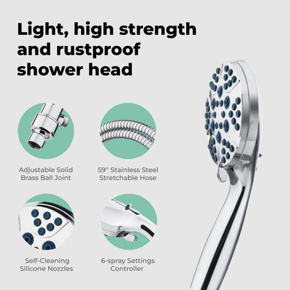 High Pressure Shower Head with Handheld   8 Spray Settings High Flow
