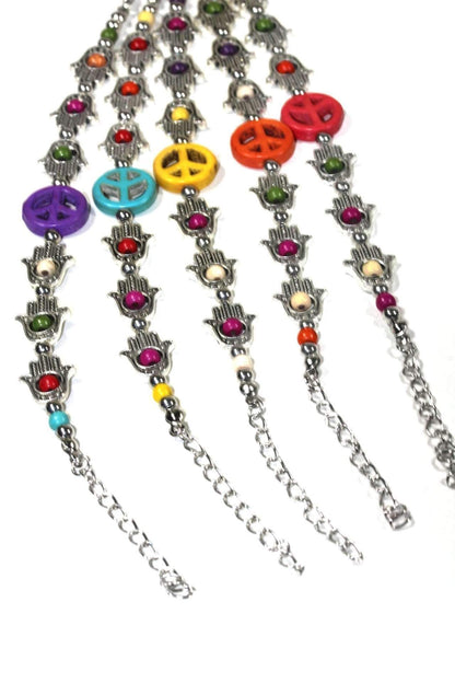 Hamsa Hands & Peace Bracelet
