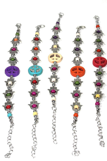 Hamsa Hands & Peace Bracelet