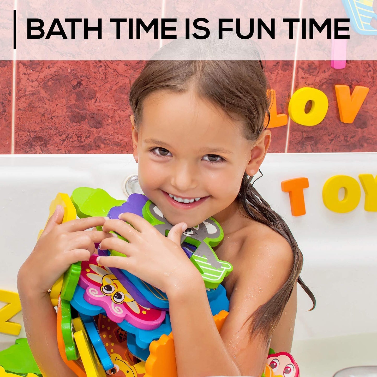 Non Toxic Foam Bath Toys for Boys Girls   Wet & Stick   Bathtub