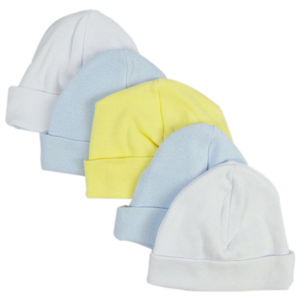Bambini Blue & White Baby Caps (Pack of 5)