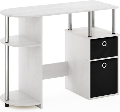Jaya Simplistic Computer Study Desk, White Oak/Chrome/Black