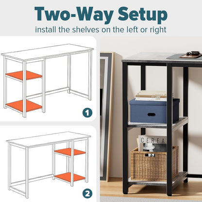 Computer Desk 40 Inches with 2-Tier Shelves Sturdy Home Office Desk