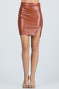 Open side slit PU leather mini skirt