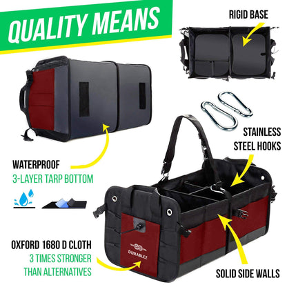 Trunk Organizer with Covering Net Attachable Non Slip Pads and