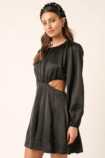 Mittoshop Satin Side Cutout Detail Mini Dress