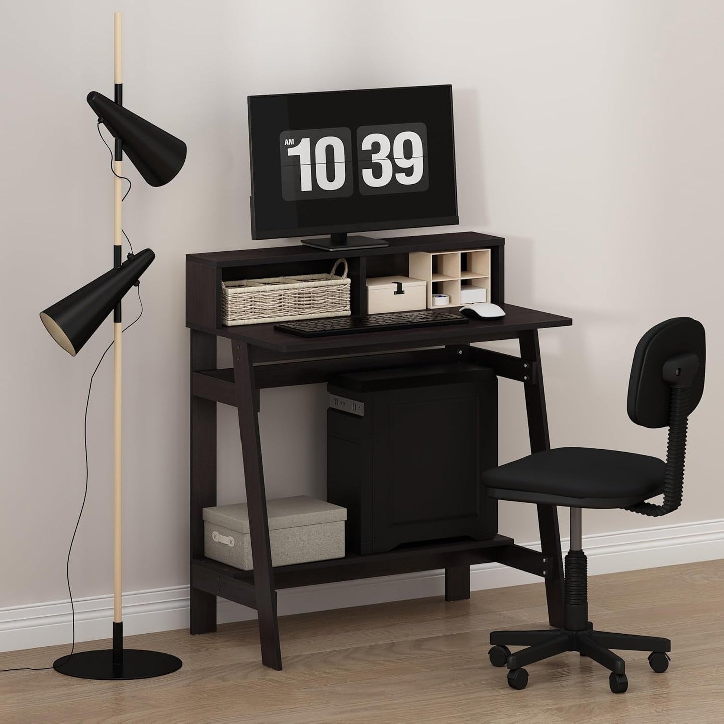 Simplistic a Frame Computer Desk, Dark Walnut