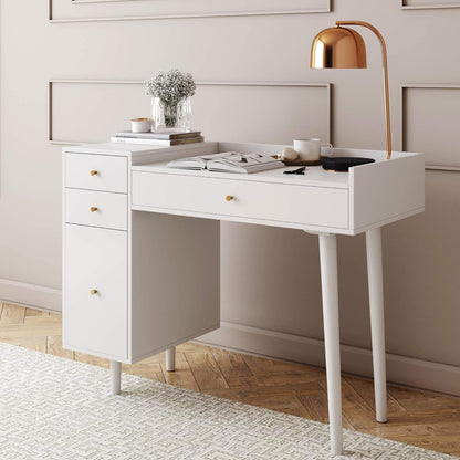 Daisy Vanity Dressing Table or Makeup Desk with 4-Drawers and Brass