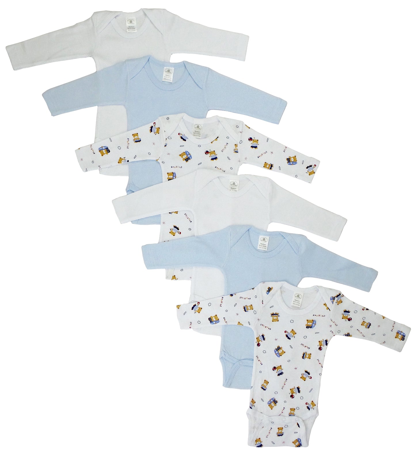 Boys Longsleeve Printed Onesie Variety 6 Pack