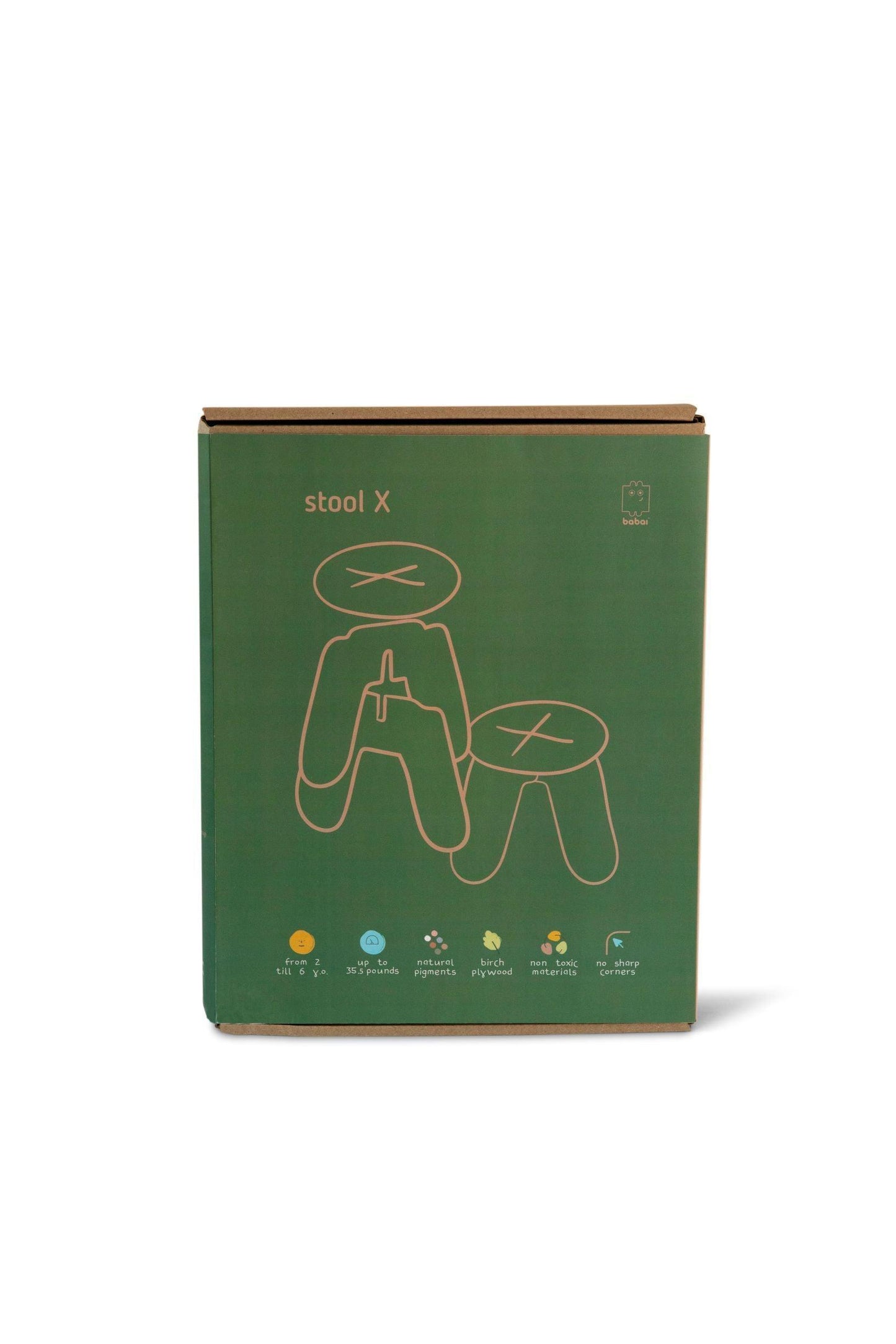 BABAI Wooden Kids Stool X in Grey Color for 18m-7yrs