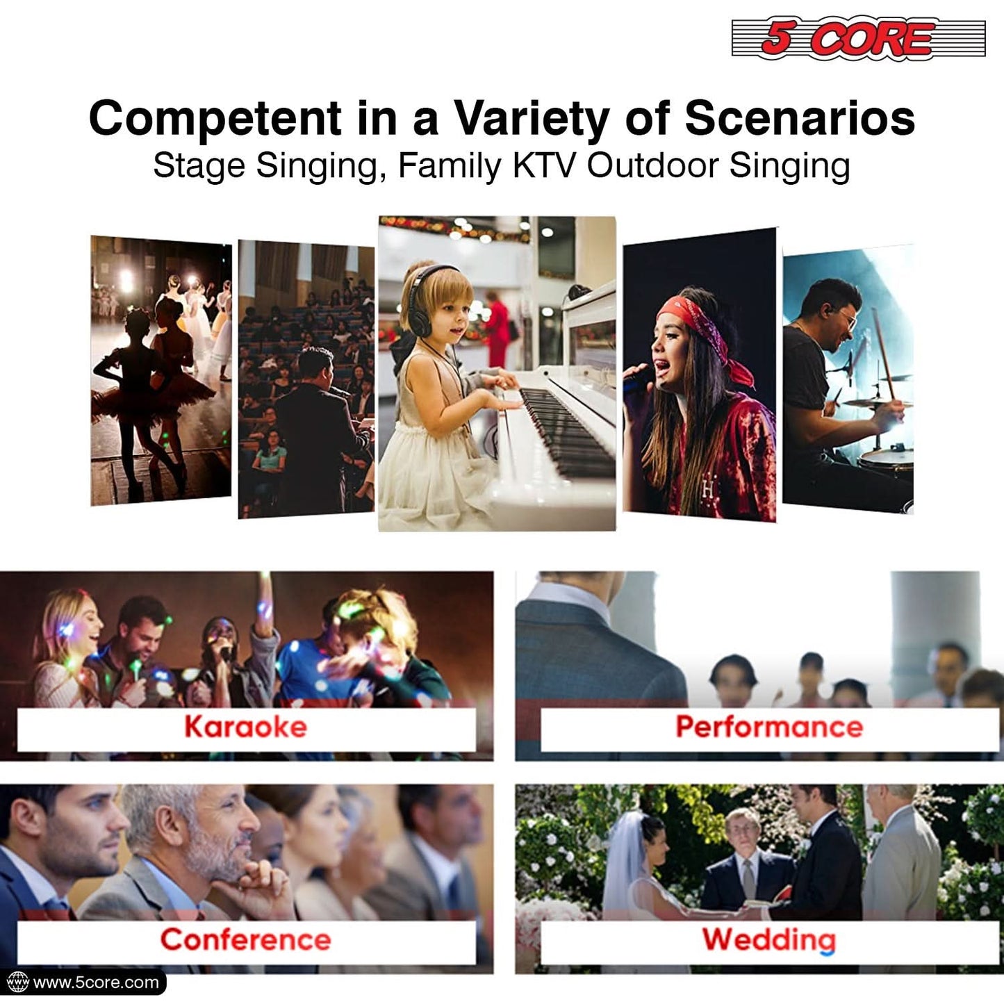 5Core XLR Microphone Dynamic Mic Karaoke Singing Studio Microfono