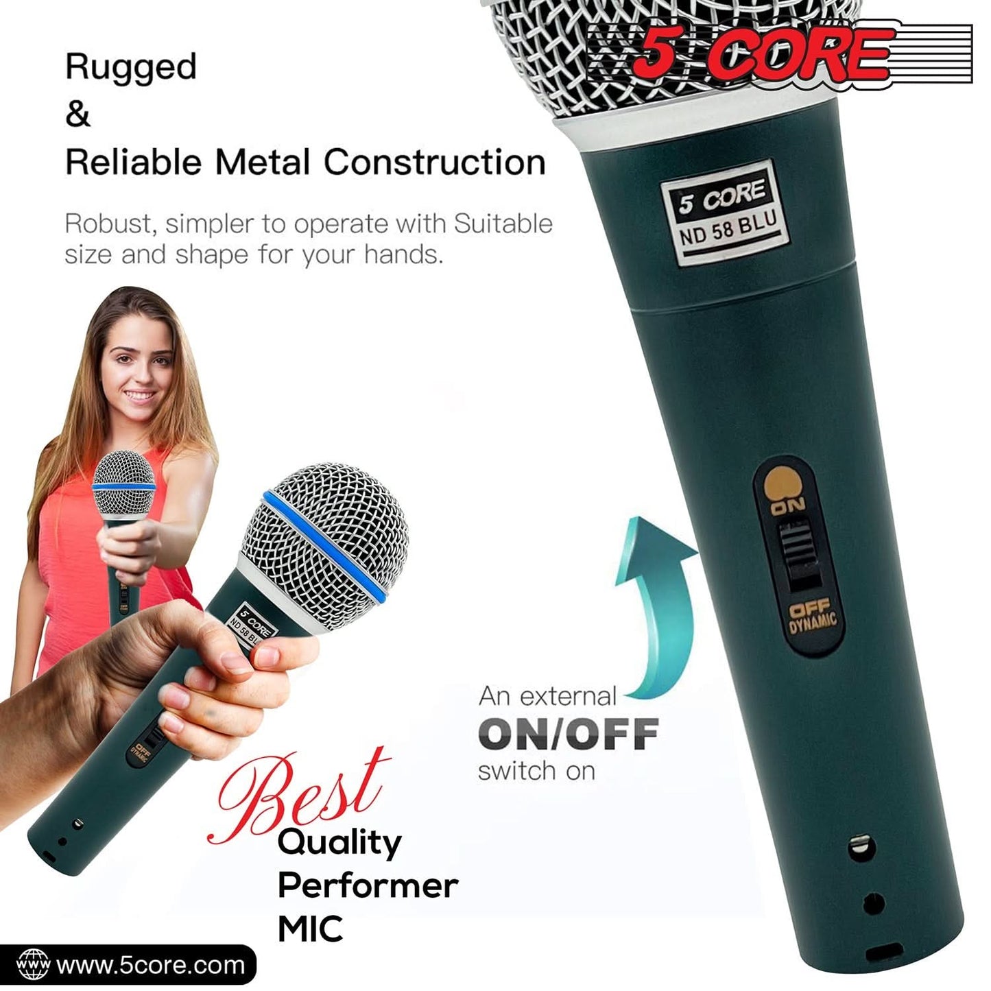5Core XLR Microphone Dynamic Mic Karaoke Singing Studio Microfono