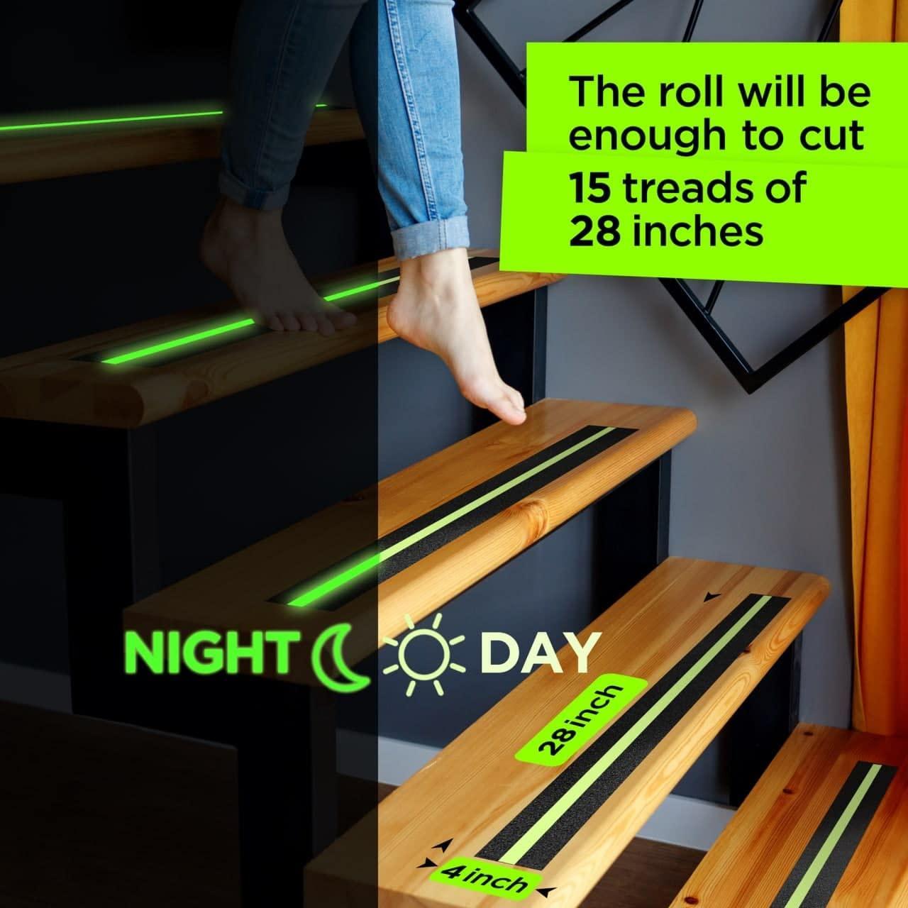 Grip Tape Glow in Dark Stripe   Heavy Duty Anti Slip Tape for Stairs