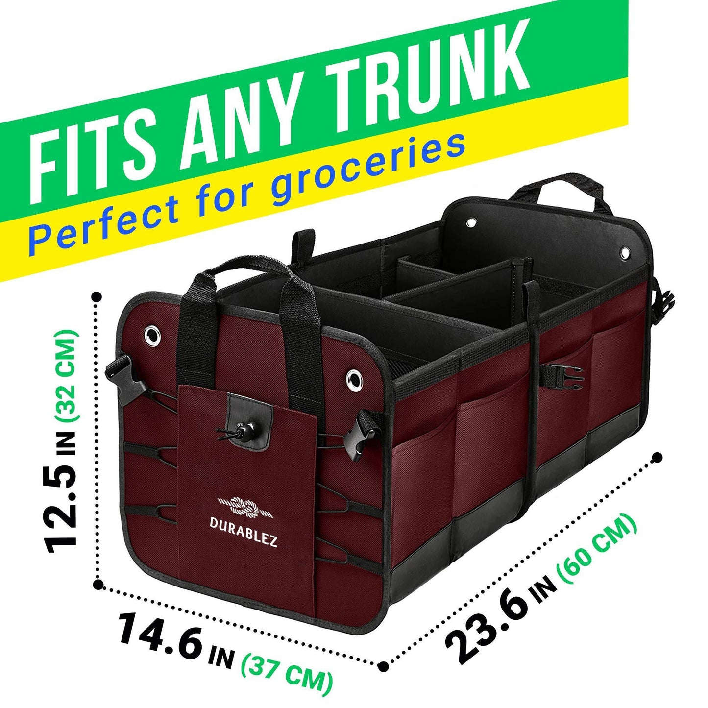 Trunk Organizer with Covering Net Attachable Non Slip Pads and