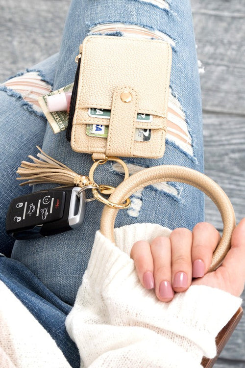 Key Ring Wallet Bracelet ID Zip Up
