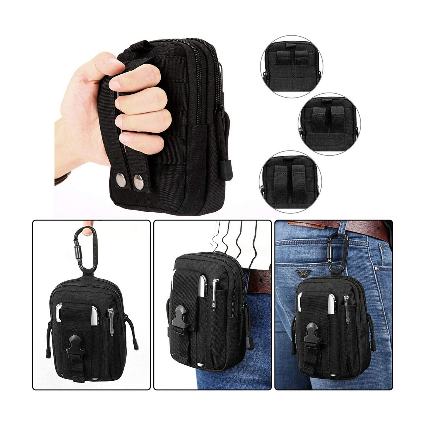Tactical MOLLE Military Pouch Waist Bag for Hiking, Running and Outdoo