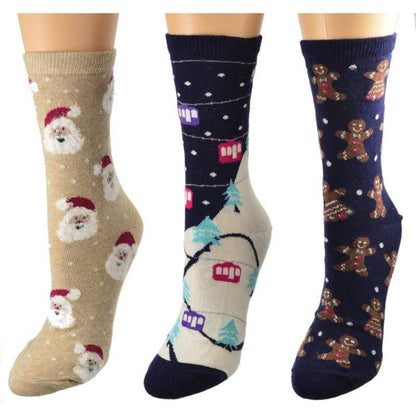 Christmas Cotton Crew Socks for Women in Cotton, Fun Holiday Socks