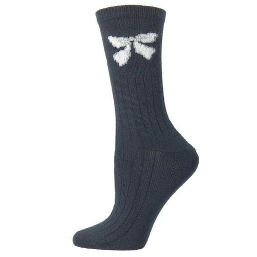 Women's Bow Socks, Hi-Bulk Acrylic Women's Sock, Cute Bow Sock, Crew