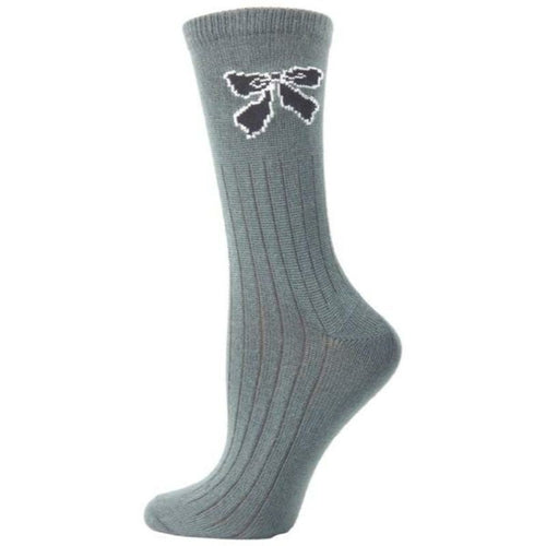 Women's Bow Socks, Hi-Bulk Acrylic Women's Sock, Cute Bow Sock, Crew